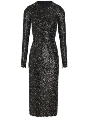 Giambattista Valli sequinned tweed midi dress - Black