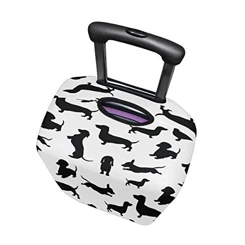 GIOVANIOR Black Dogs Dachshund Luggage Cover Suitcase Protector Carry On Covers