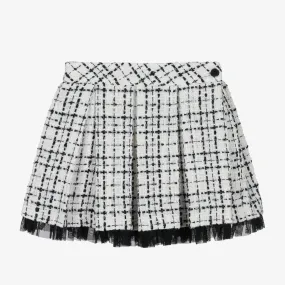 Girls Black & White Tweed Skirt