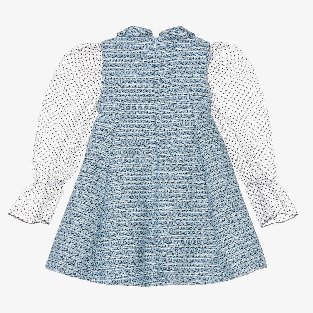 Girls Blue Sparkly Tweed Dress