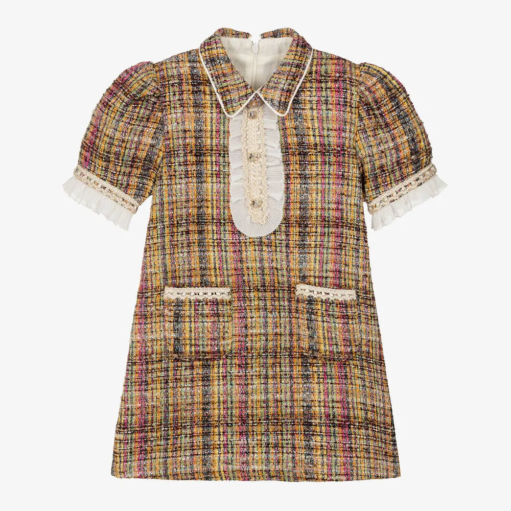 Girls Multicolour Tweed Dress