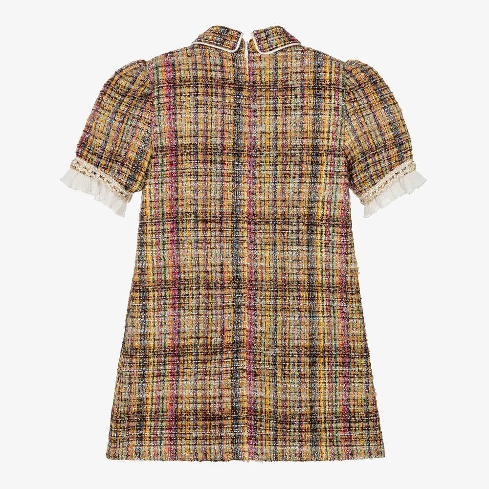 Girls Multicolour Tweed Dress