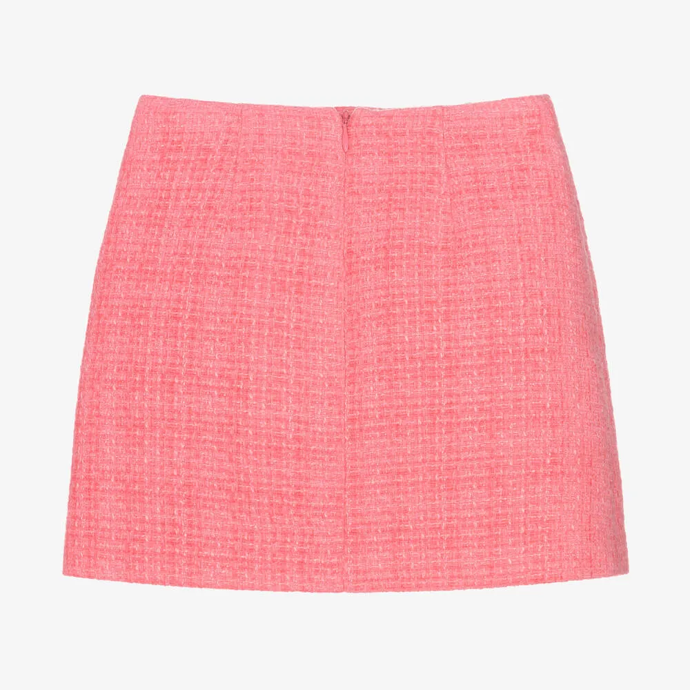 Girls Pink Tweed Skirt