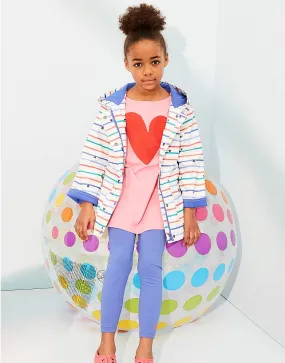 Girl's Rubberised Rainbow Heart Stripe Mac from Crew Clothing Company