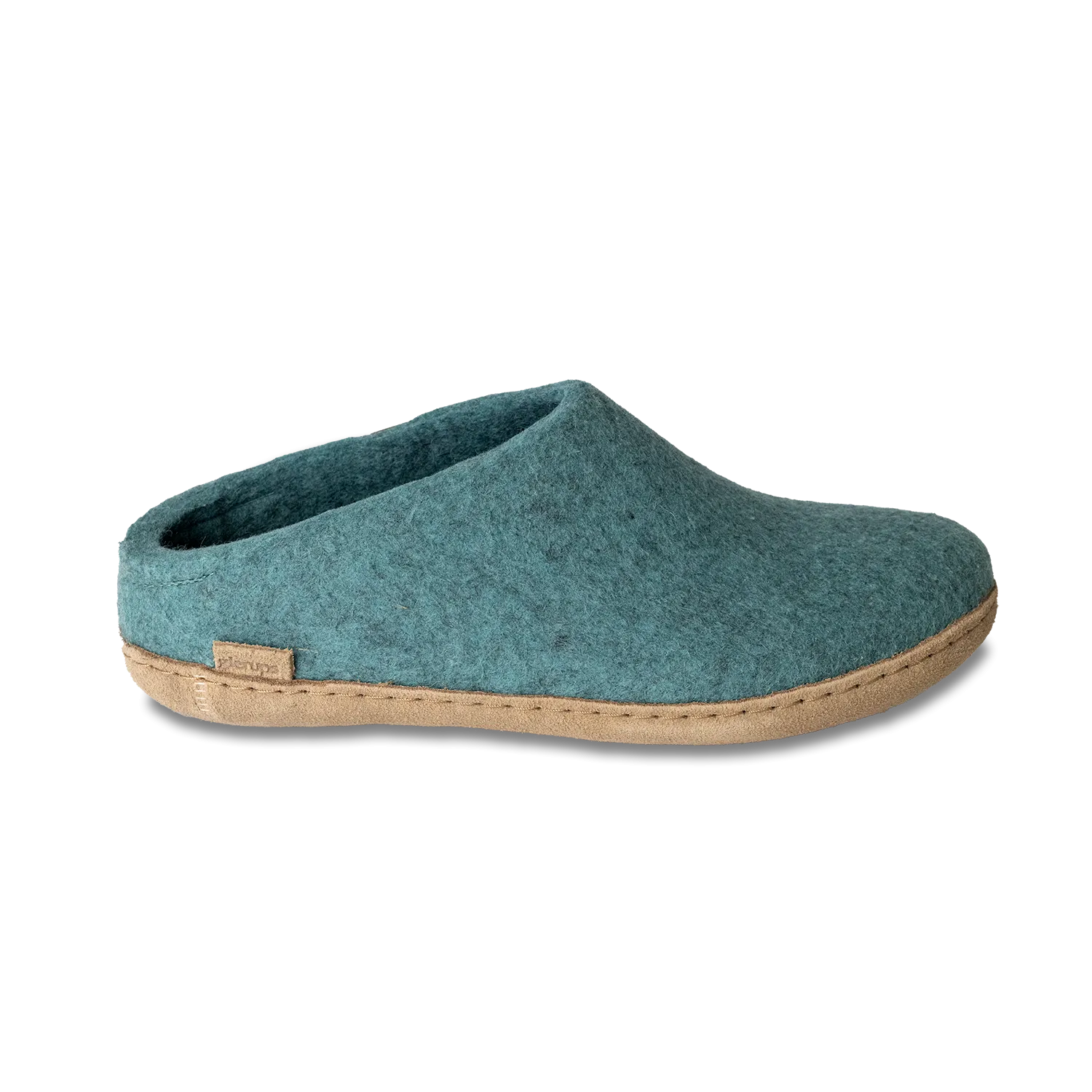 Glerups Wool Felt Clog Leather Sole North Sea