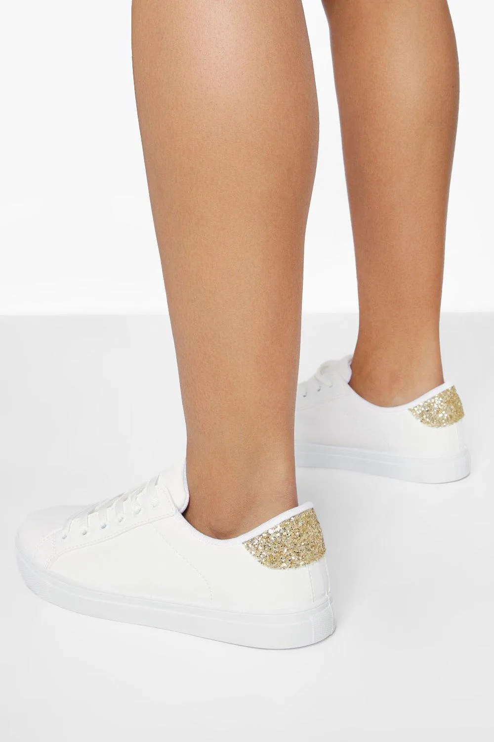 Glitter Panel Basic Flat Sneakers