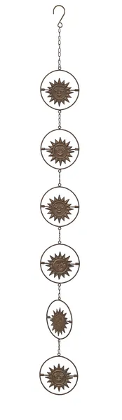 Gold Patina Sun Face Kinetic Spinner Rain Chain