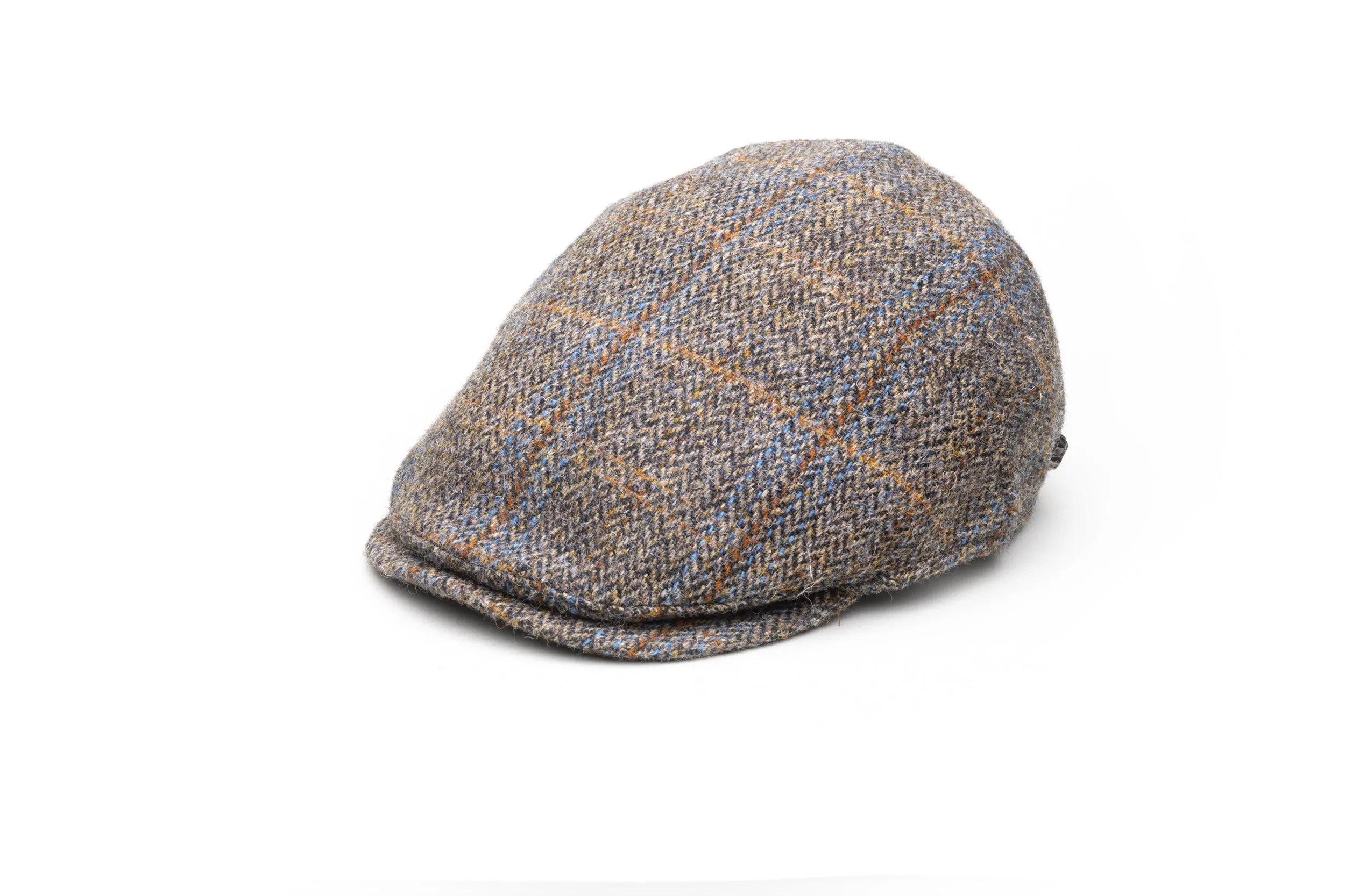 Grey Fantasy Harris Tweed Wool Flat Cap