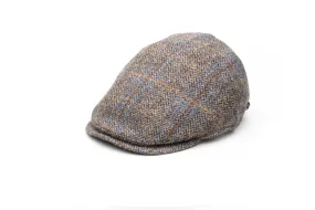 Grey Fantasy Harris Tweed Wool Flat Cap