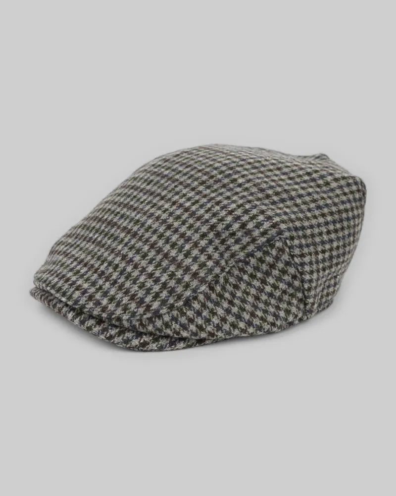 Grey Houndstooth Flat Cap