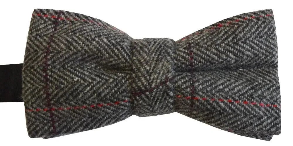 Grey Tweed Bow