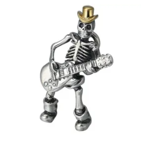 Guitar Playing Cowboy Skeleton Pendant Necklace