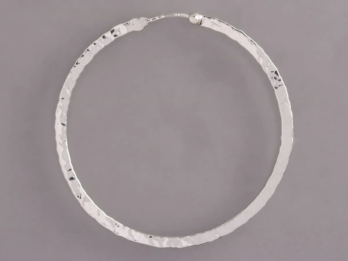 Hammered White Gold Flat Hoop Earrings