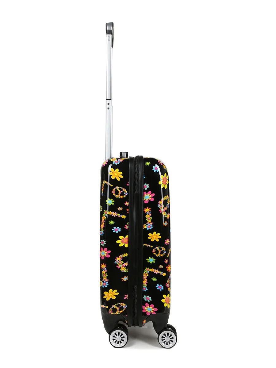 Hard Shell 4 Wheel Suitcase Print Luggage Cabin Travel Bag