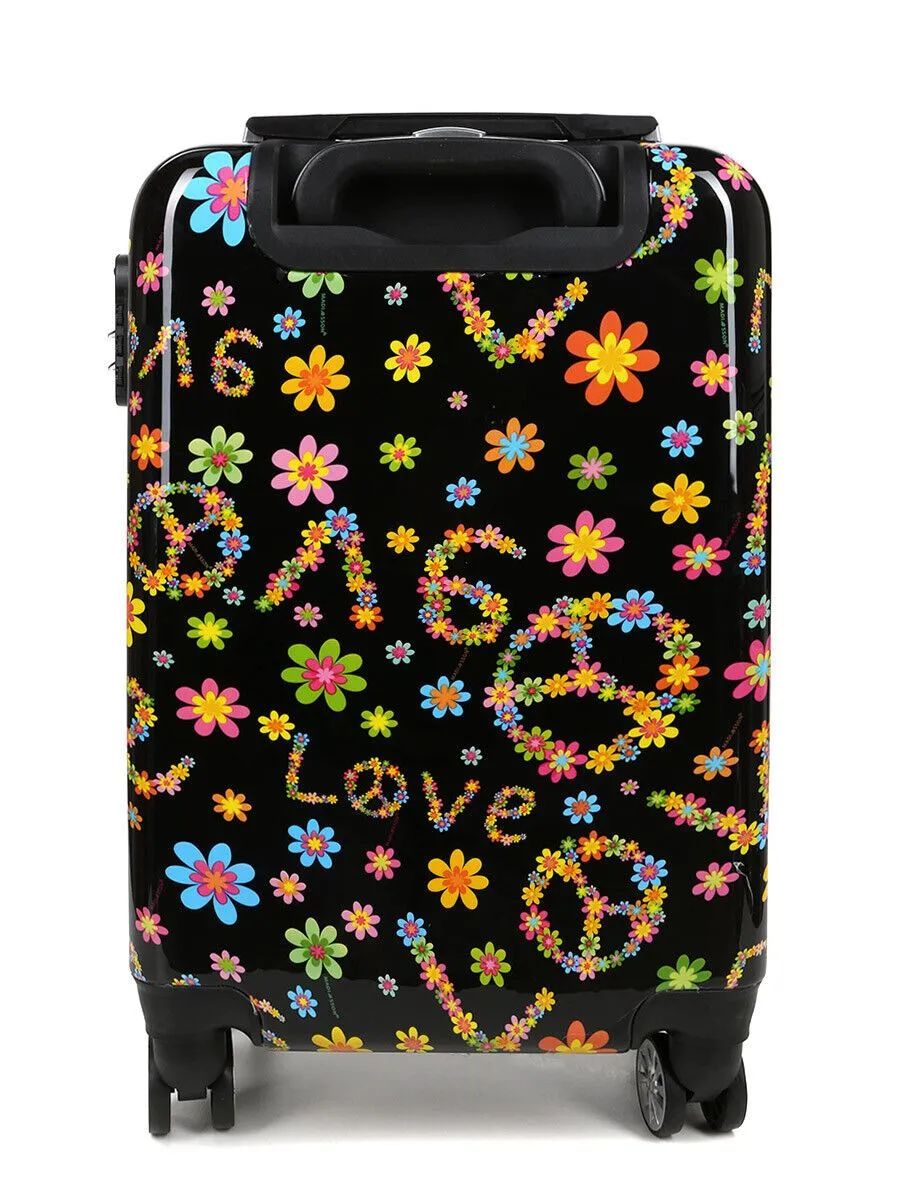 Hard Shell 4 Wheel Suitcase Print Luggage Cabin Travel Bag