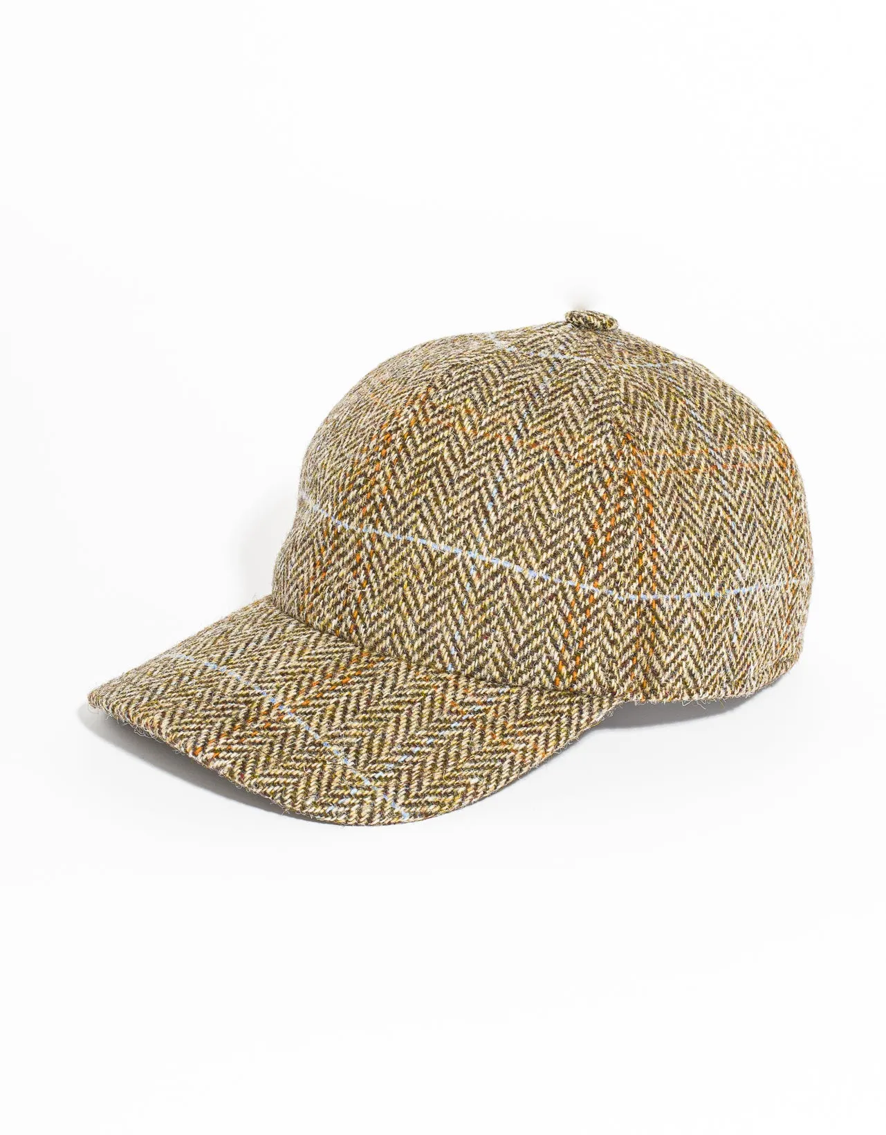 HARRIS TWEED BASEBALL CAP - HERRINGBONE WINDOWPANE