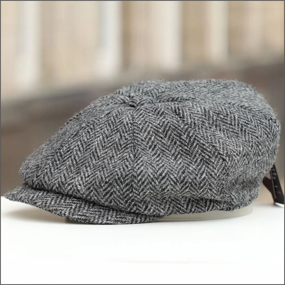 Harris Tweed Carloway 8 Piece Grey Herringbone Cap+