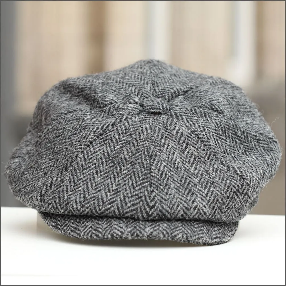 Harris Tweed Carloway 8 Piece Grey Herringbone Cap+