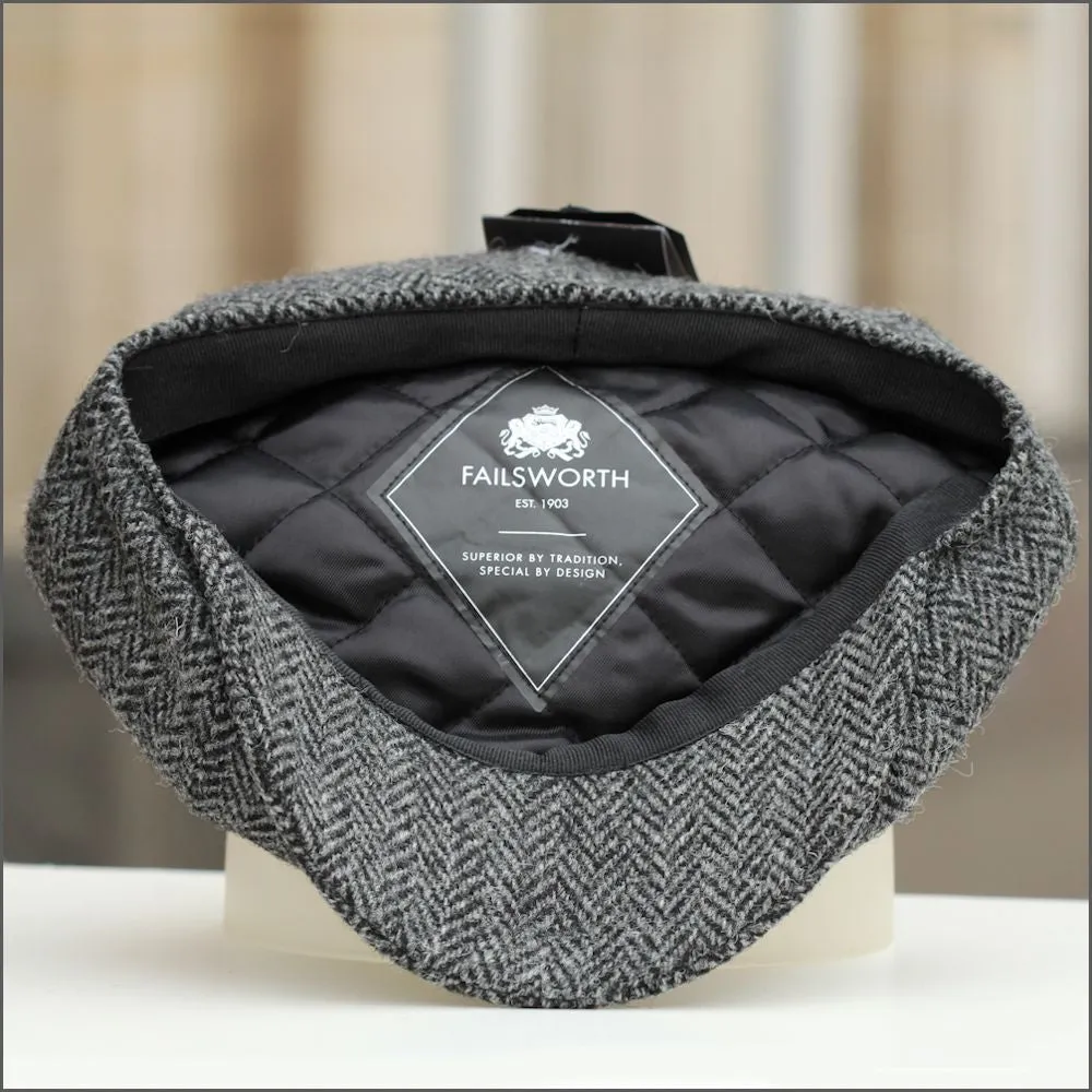 Harris Tweed Carloway 8 Piece Grey Herringbone Cap+