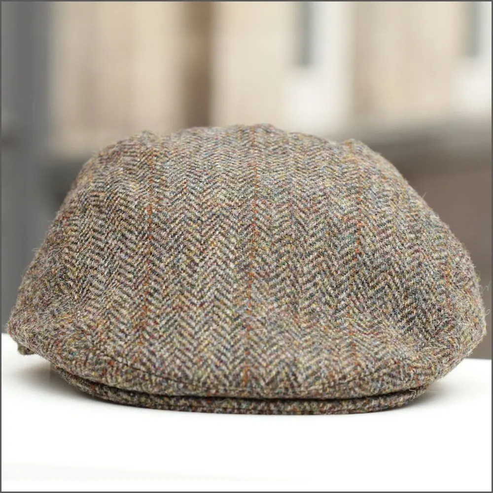 Harris Tweed Stornoway Brown Herringbone Cap+