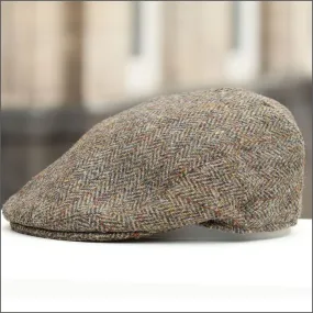 Harris Tweed Stornoway Brown Herringbone Cap+