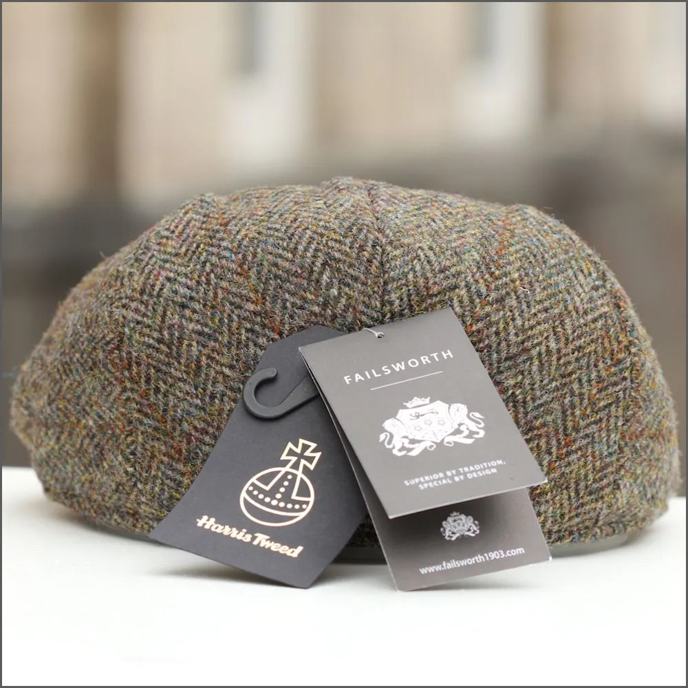 Harris Tweed Stornoway Brown Herringbone Cap+