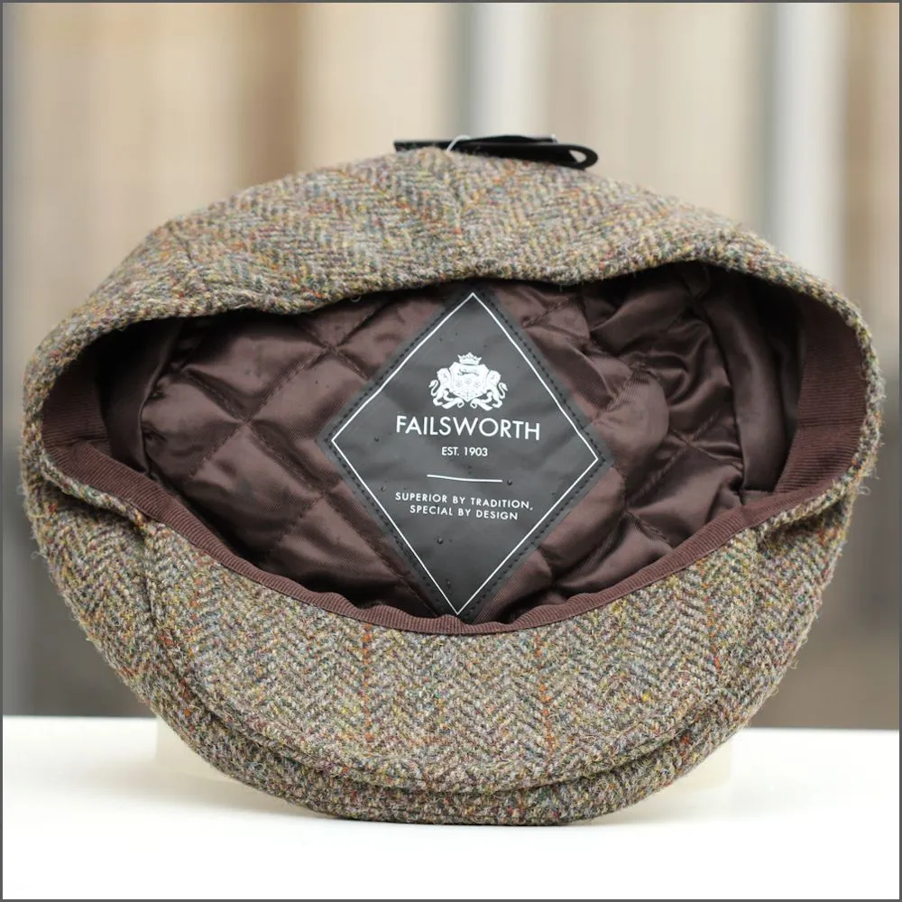 Harris Tweed Stornoway Brown Herringbone Cap+