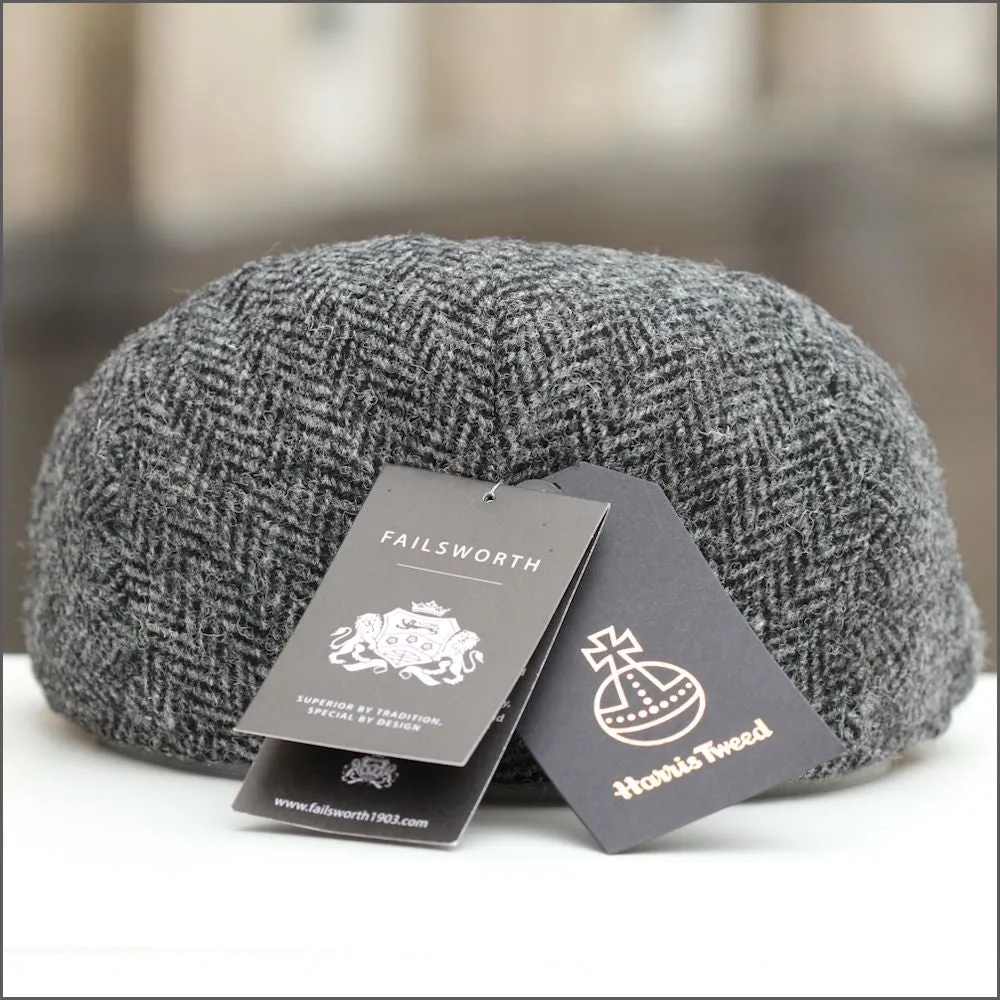 Harris Tweed Stornoway Grey Herringbone Cap+