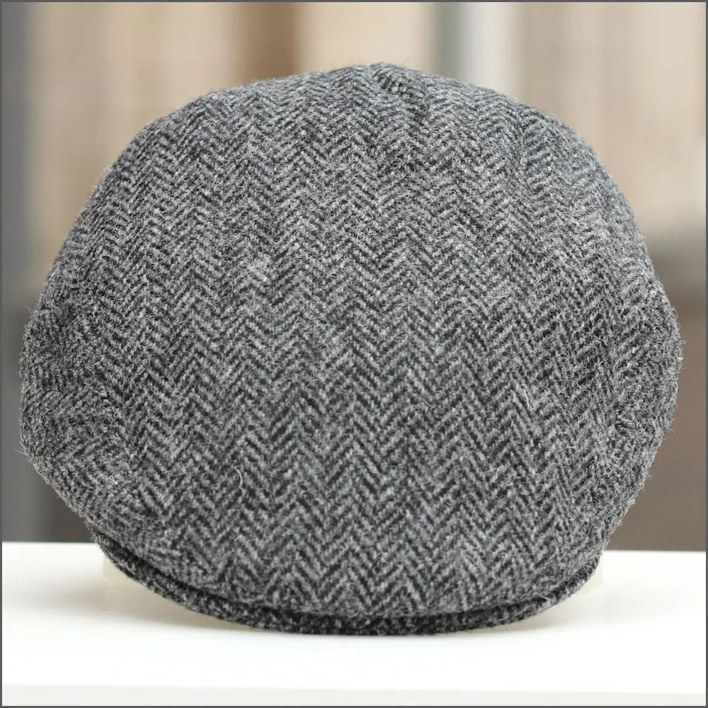 Harris Tweed Stornoway Grey Herringbone Cap+