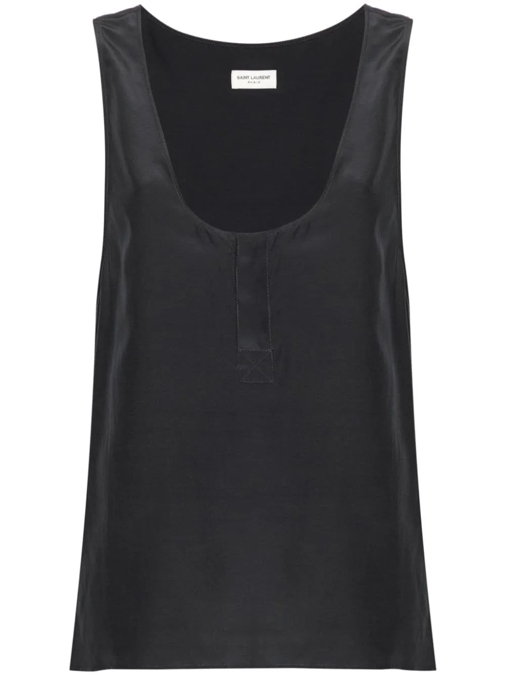 HENLEY-NECK SILK TANK TOP