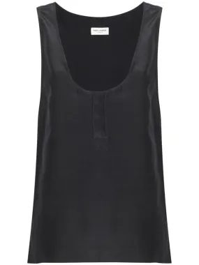 HENLEY-NECK SILK TANK TOP