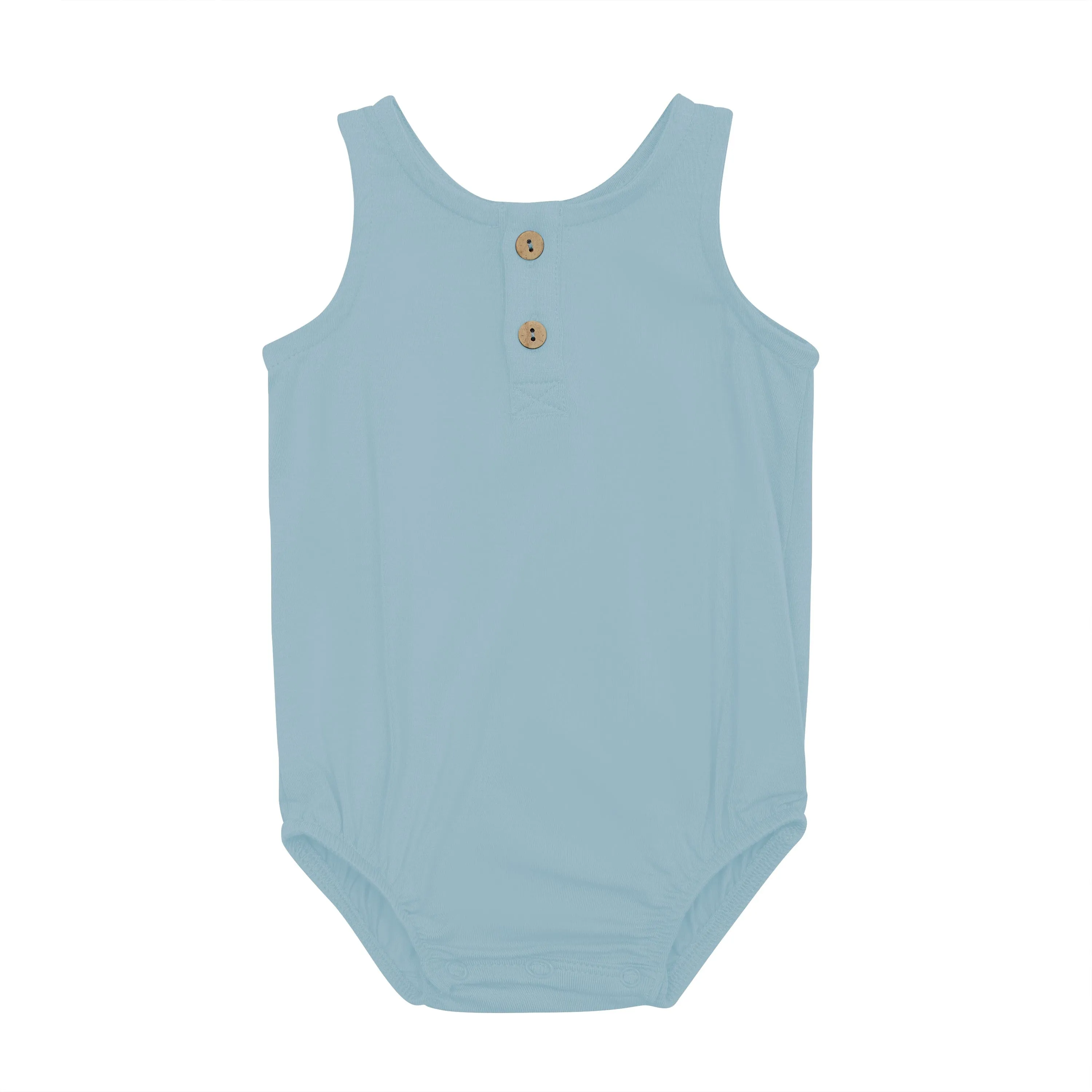 Henley Tank Bubble Romper in Dusty Blue