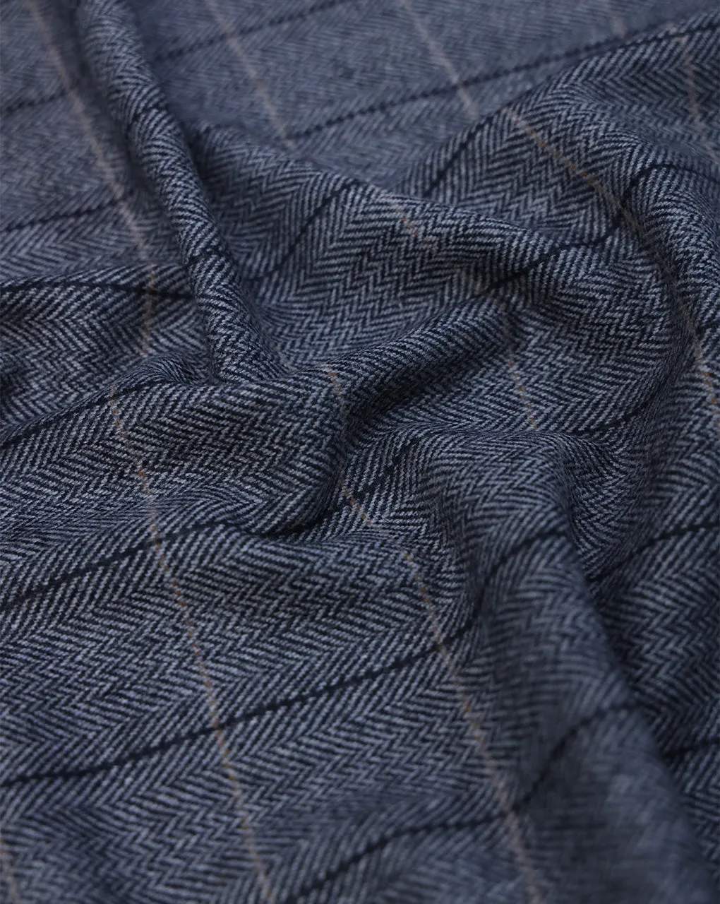 Herringbone CHECKS WOOLEN TWEED FABRIC (WIDTH 54 INCHES)