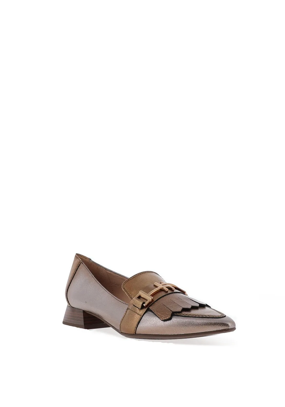 Hispanitas Metallic Two-Tone Loafers, Gold and Grey