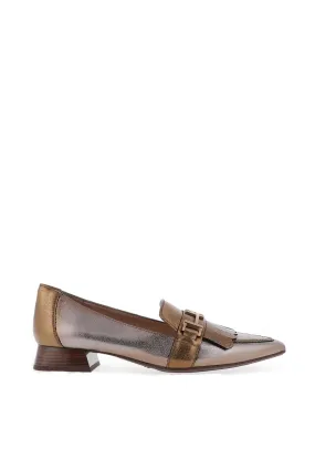 Hispanitas Metallic Two-Tone Loafers, Gold and Grey