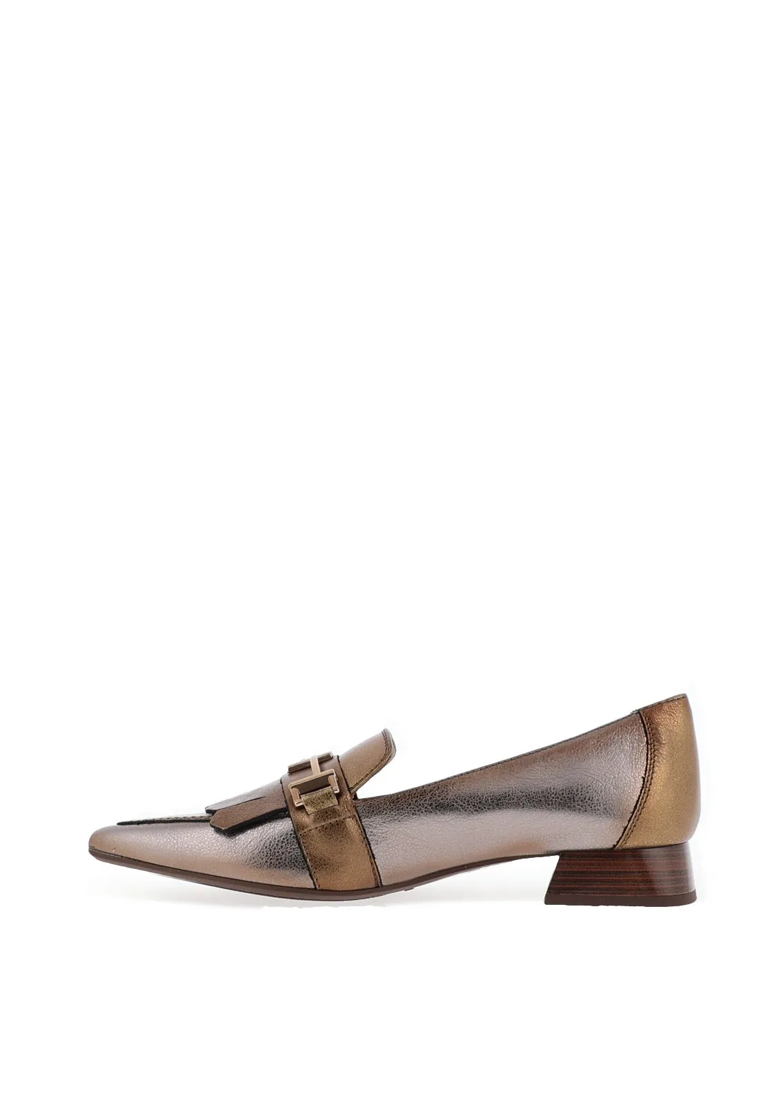 Hispanitas Metallic Two-Tone Loafers, Gold and Grey