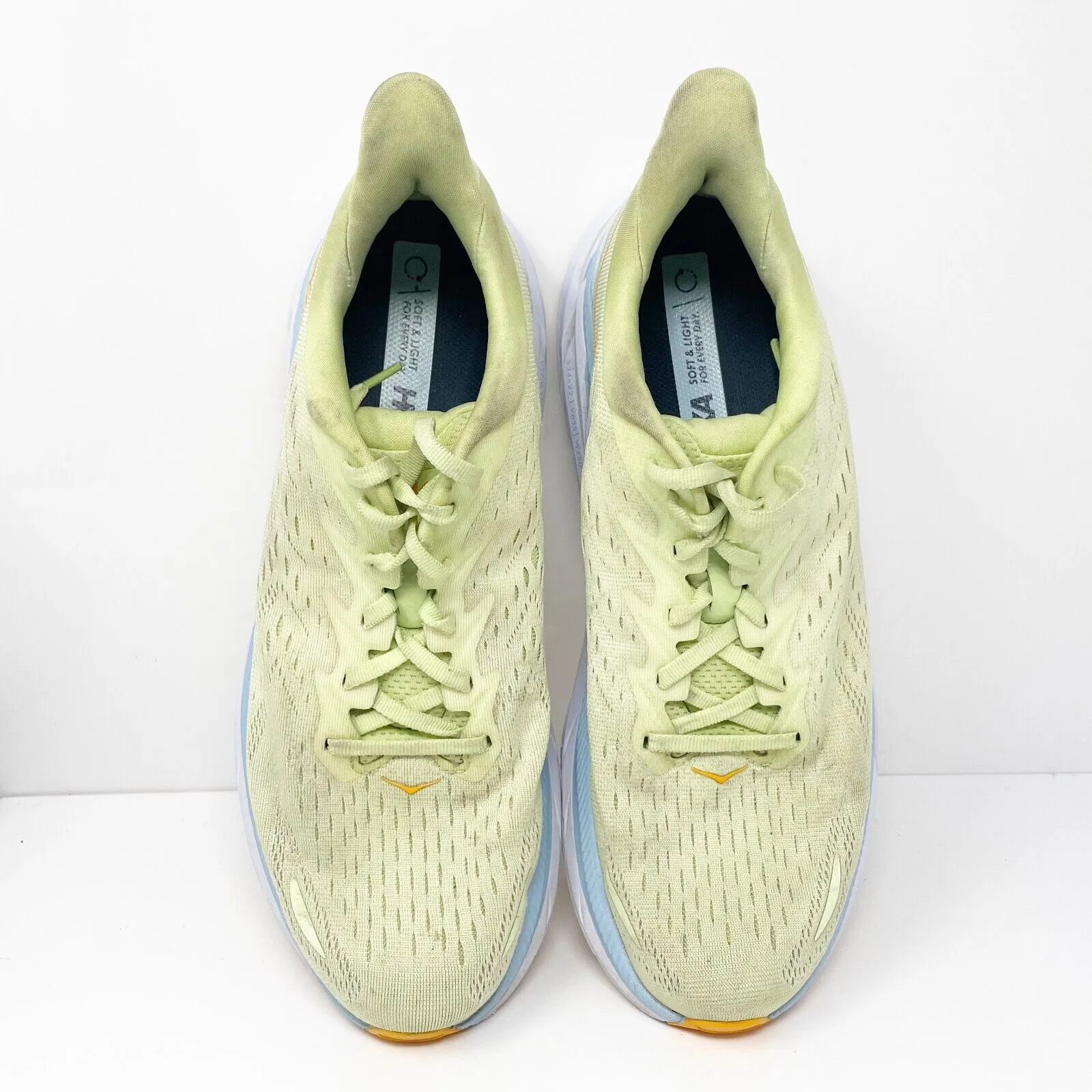 Hoka One One Mens Clifton 8 1119393 BSSNG Yellow Running Shoes Sneakers Sz 11 D