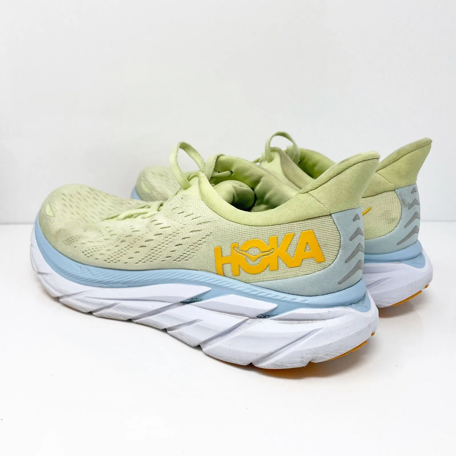 Hoka One One Mens Clifton 8 1119393 BSSNG Yellow Running Shoes Sneakers Sz 11 D