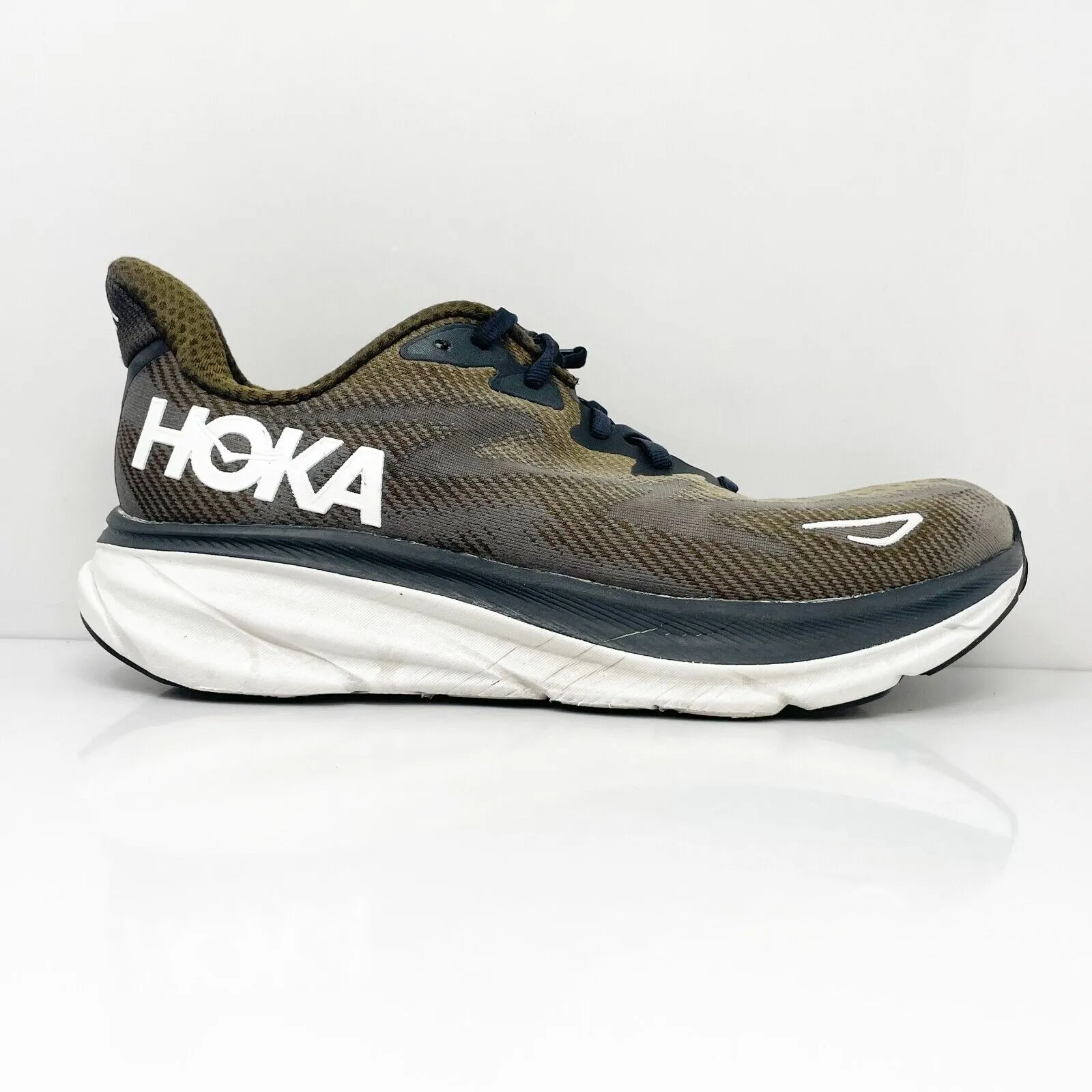 Hoka One One Mens Clifton 9 1132210 BWHT Black Running Shoes Sneakers Size 10 2E