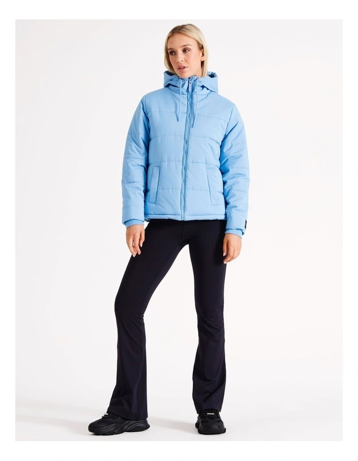 Hooded Puffa Jacket in Dusty Blue