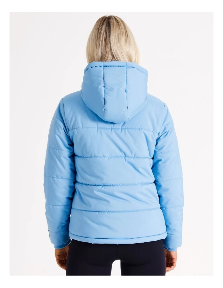 Hooded Puffa Jacket in Dusty Blue