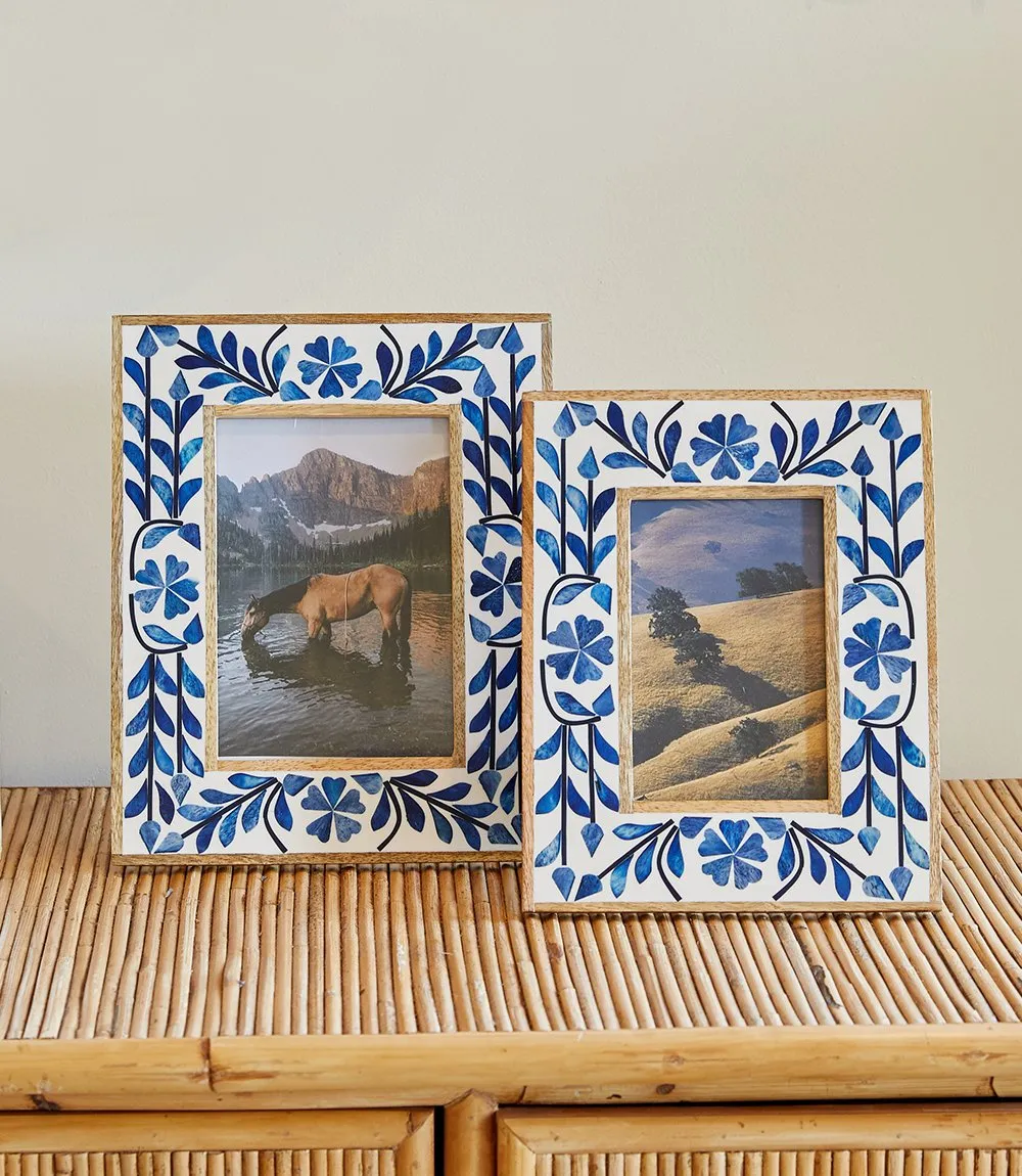 Indigo Floral Picture Frame