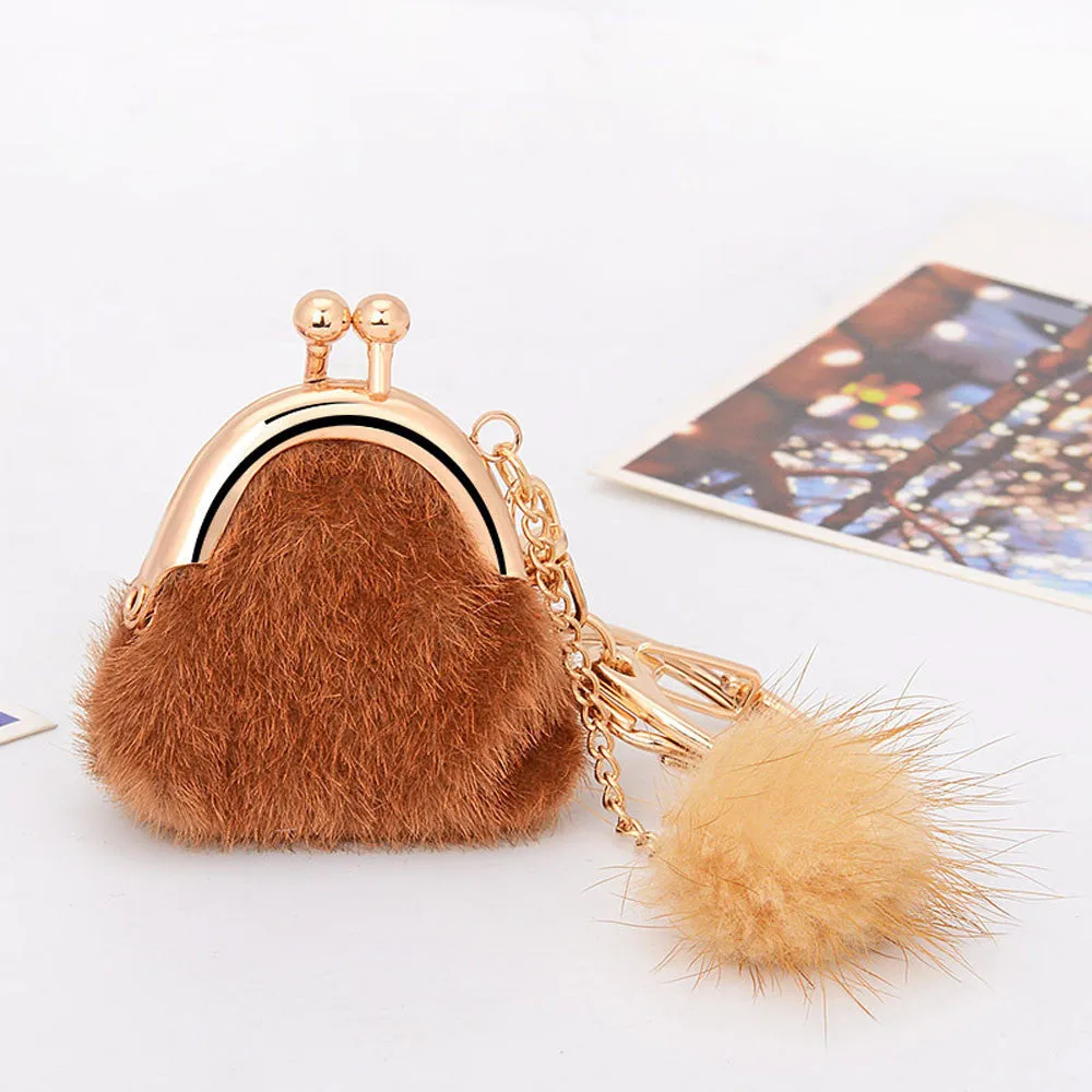 Interesting things Rabbit Fur Ball Plush Car Keychain Handbag Key Ring Key Pendant Feida