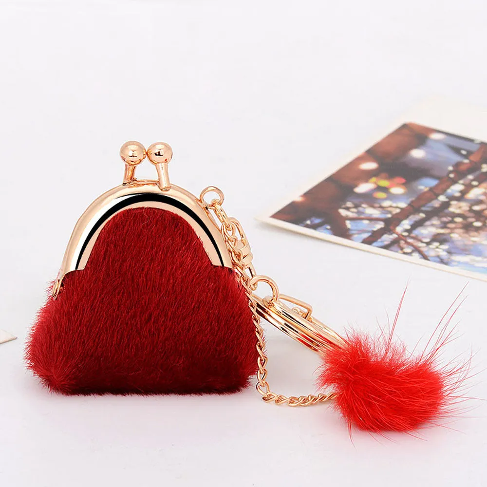 Interesting things Rabbit Fur Ball Plush Car Keychain Handbag Key Ring Key Pendant Feida