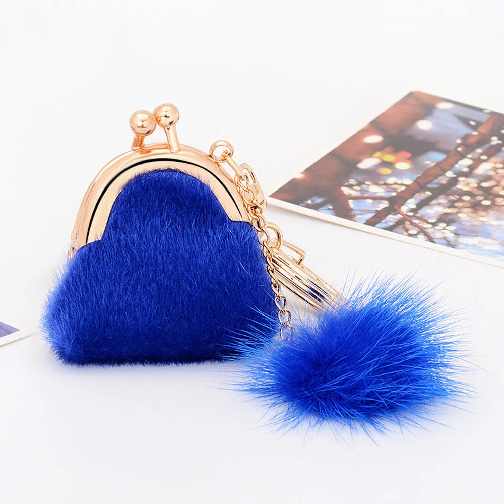 Interesting things Rabbit Fur Ball Plush Car Keychain Handbag Key Ring Key Pendant Feida