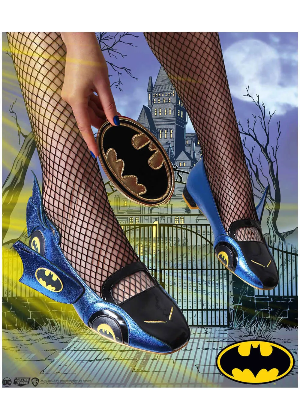 Irregular Choice x Justice League Batmobile Kicks Ballerinas Navy