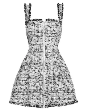 Ivory and Black Tweed Eyelash Dress