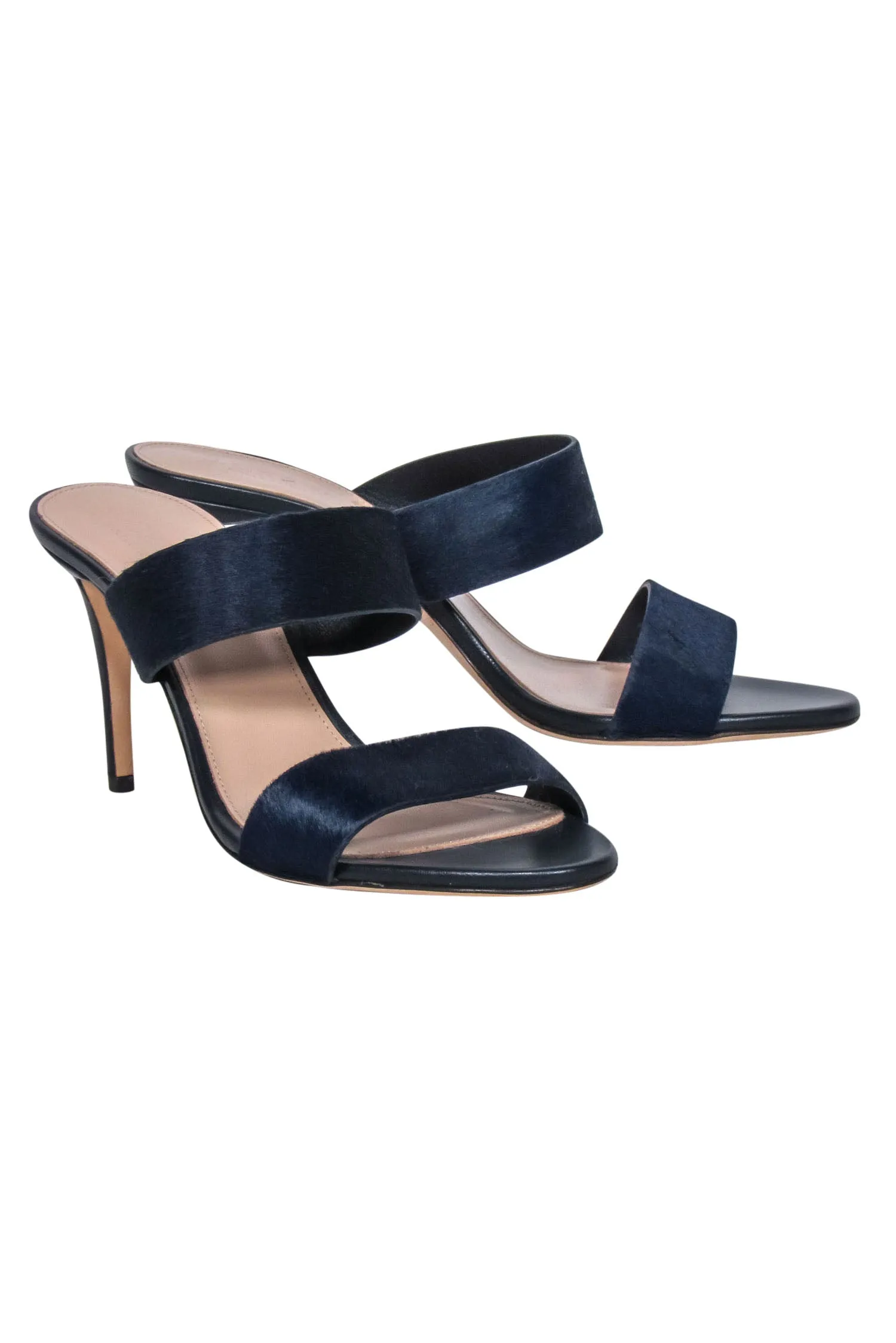 J. Crew Collection - Navy Leather & Calf Hair Kitten Heels Sz 7