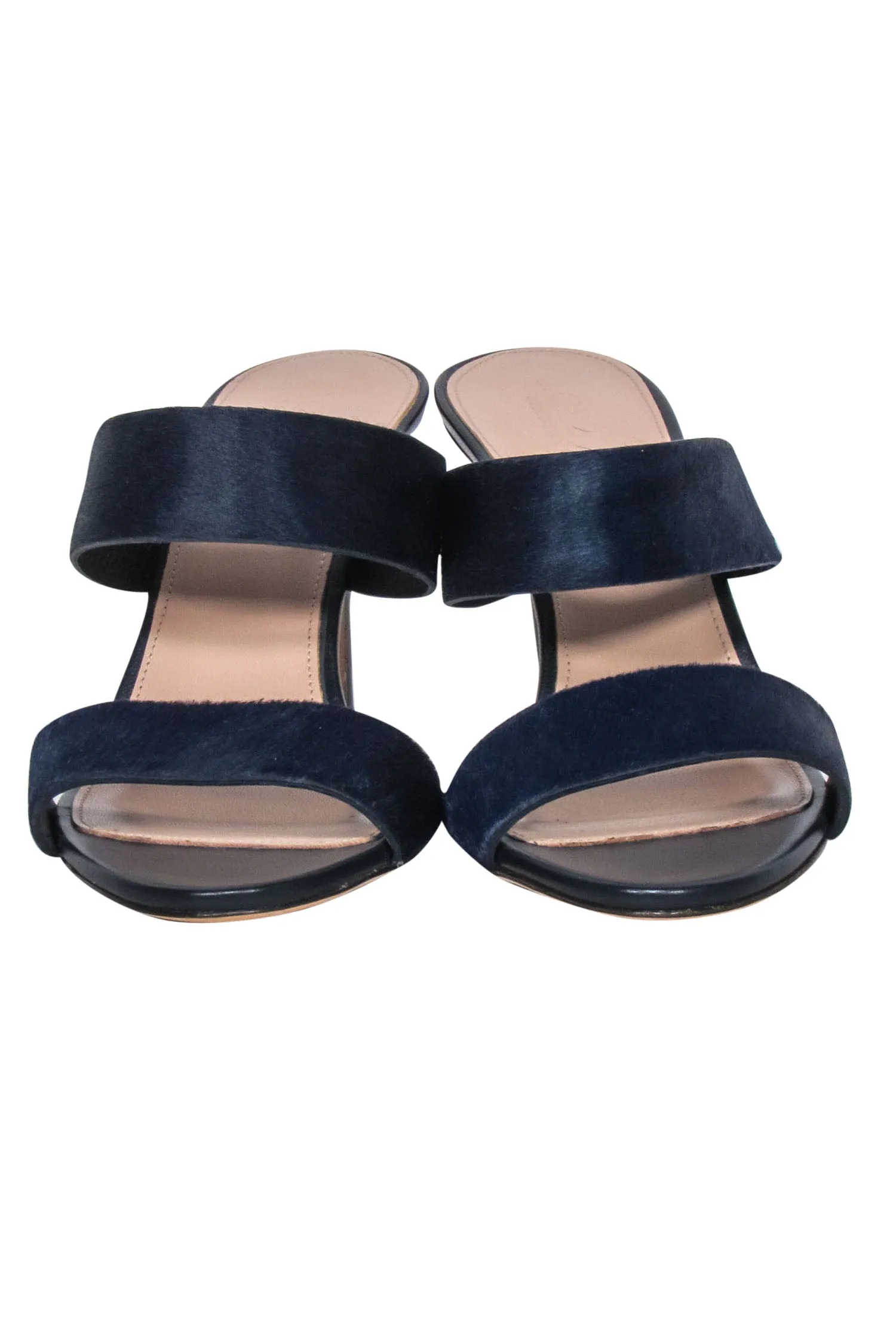 J. Crew Collection - Navy Leather & Calf Hair Kitten Heels Sz 7