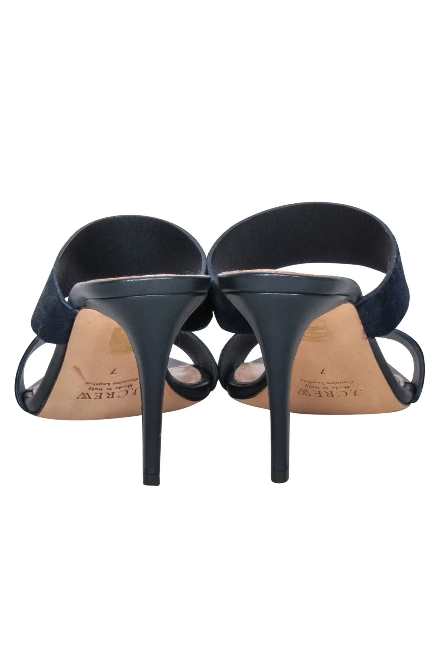 J. Crew Collection - Navy Leather & Calf Hair Kitten Heels Sz 7